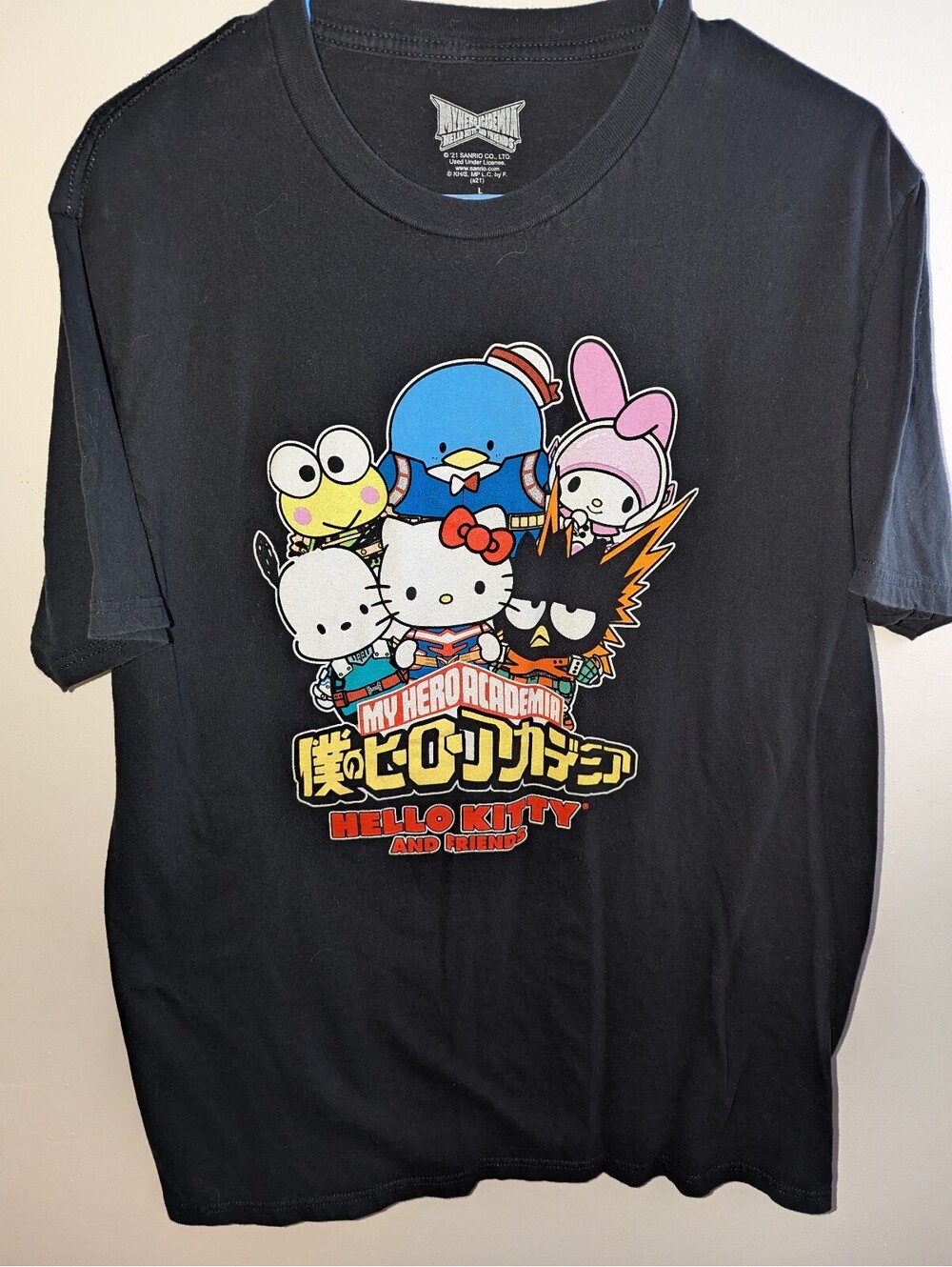 My Hero Academia x Hello Kitty Large Black T-Shirt